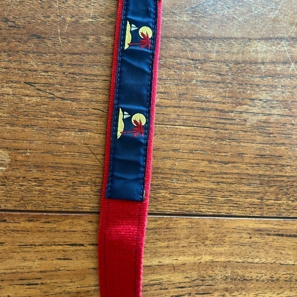 Talbots Ribbon and Leather D-Ring Sailboats/Palm Tree Belt
